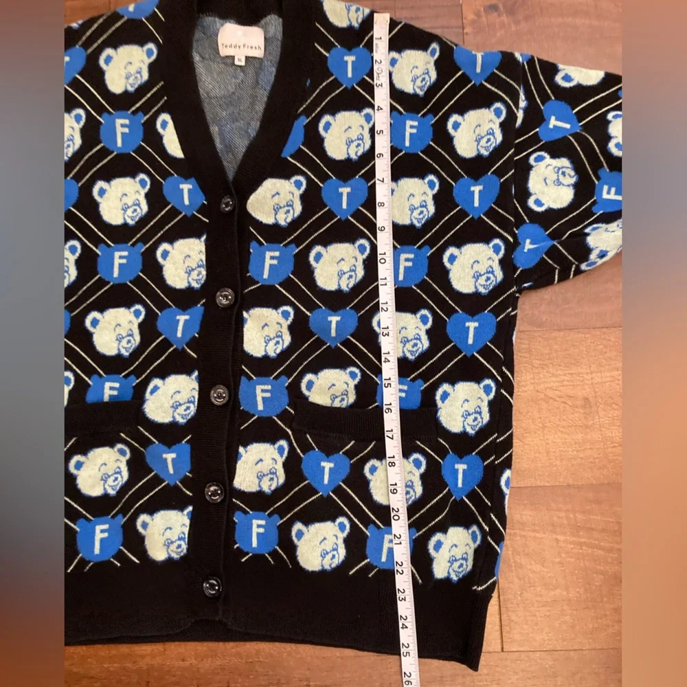 Teddy Fresh x Care Bears Diamond Cardigan Sweater Jacquard EUC Unisex XL